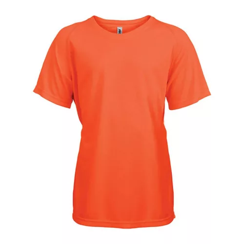 KIDS' SHORT SLEEVED SPORTS T-SHIRT (12/14, Fluorescent Orange)