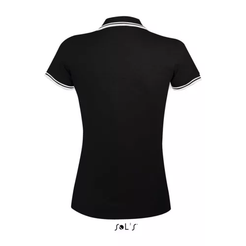 SOL'S PASADENA WOMEN POLO SHIRT (L, Black/White)