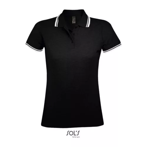 SOL'S PASADENA WOMEN POLO SHIRT (XL, Black/White)