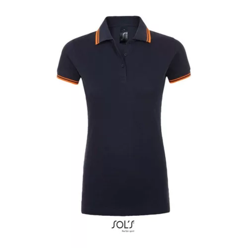 SOL'S PASADENA WOMEN POLO SHIRT (2XL, French Navy/Neon Orange)