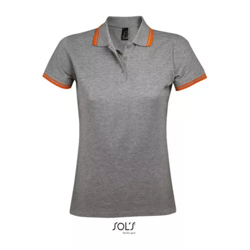 SOL'S PASADENA WOMEN POLO SHIRT (2XL, Grey Melange/Orange)