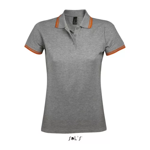 SOL'S PASADENA WOMEN POLO SHIRT (S, Grey Melange/Orange)