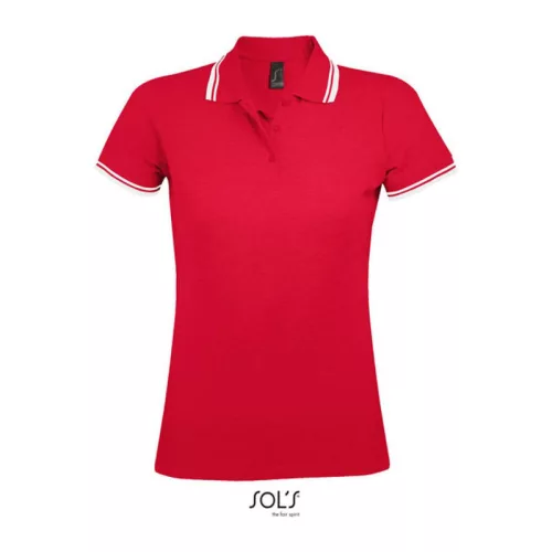 SOL'S PASADENA WOMEN POLO SHIRT (2XL, Red/White)