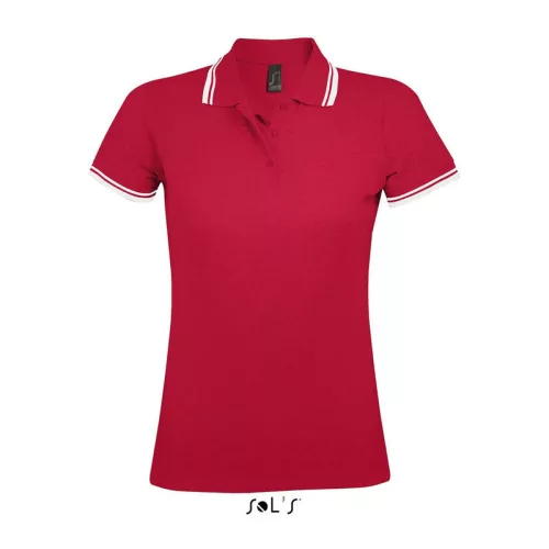 SOL'S PASADENA WOMEN POLO SHIRT (M, Red/White)
