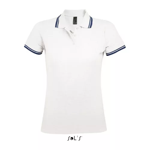 SOL'S PASADENA WOMEN POLO SHIRT (XL, White/Navy)