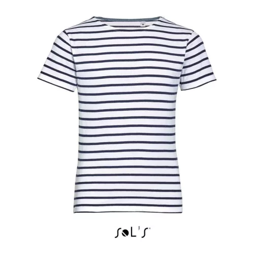 SOL'S MILES KIDS - ROUND NECK STRIPED T-SHIRT (6A, White/Navy)
