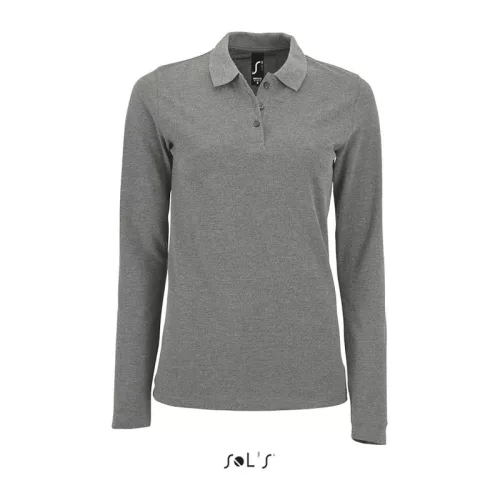 SOL'S PERFECT LSL WOMEN - LONG-SLEEVE PIQUÉ POLO S (M, Grey Melange)