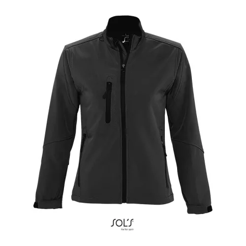 SOL'S ROXY - WOMEN'S SOFTSHELL ZIPPED JACKET (L, Charcoal Grey)