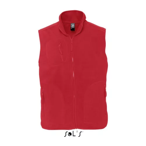 SOL'S NORWAY - UNISEX SLEEVELESS FLEECE CARDIGAN (S, Red)