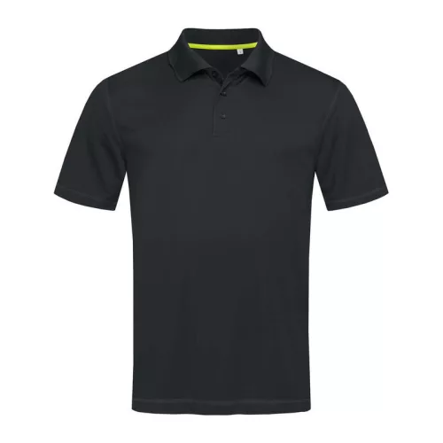 Mesh Uniszex Galléros Póló (L, Black Opal)