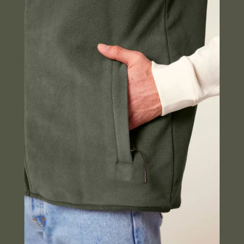 Stanley Quester férfi ujjatlan polár mellény (L, Khaki)