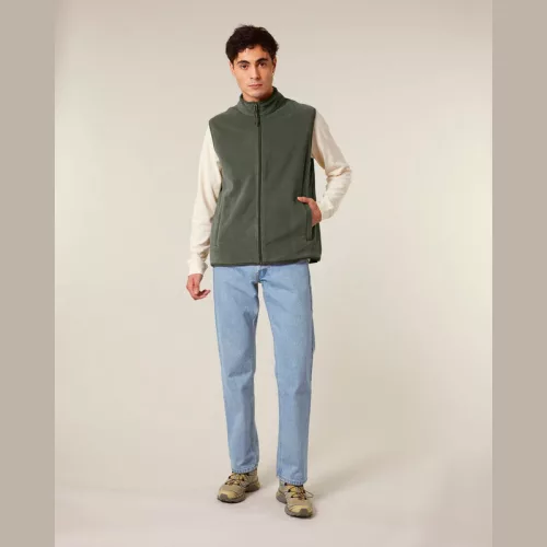Stanley Quester férfi ujjatlan polár mellény (L, Khaki)