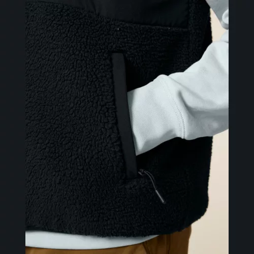 Liner uniszex ujjatlan sherpa mellény (M, Black)