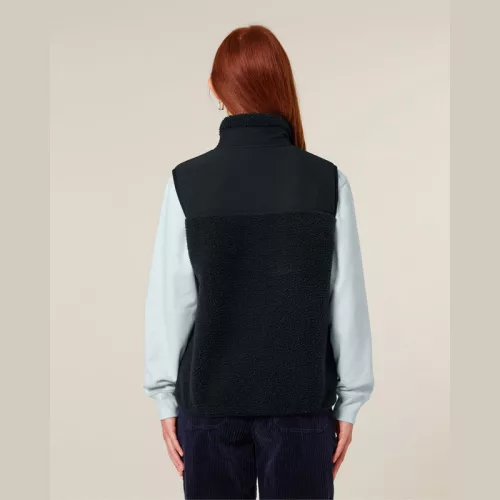 Liner uniszex ujjatlan sherpa mellény (S, Black)