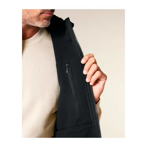 Liner uniszex ujjatlan sherpa mellény (XL, Black)