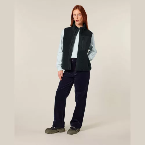 Liner uniszex ujjatlan sherpa mellény (2XL, Black)