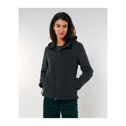 Stella Discoverer női kapucnis softshell kabát (M, Black)