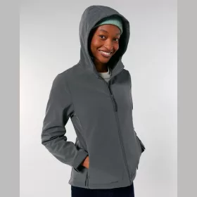 Stella Discoverer női kapucnis softshell kabát (S, Black)
