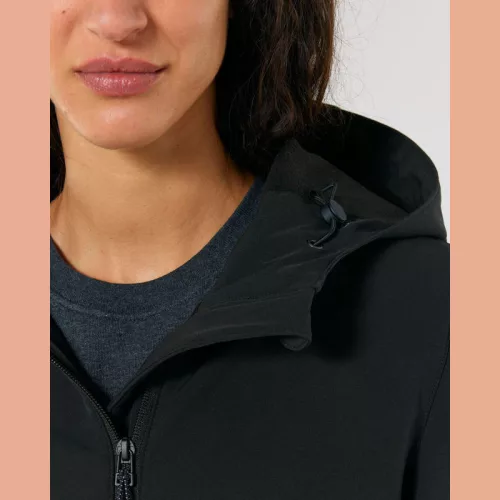 Stella Discoverer női kapucnis softshell kabát (S, Black)