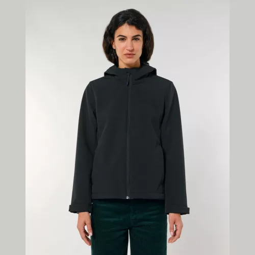 Stella Discoverer női kapucnis softshell kabát (2XL, Black)
