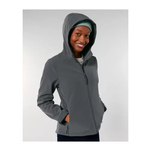 Stella Discoverer női kapucnis softshell kabát (XS, Anthracite)