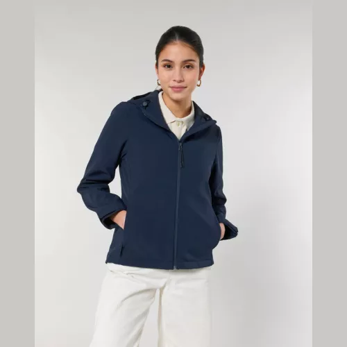 Stella Discoverer női kapucnis softshell kabát (M, French Navy)