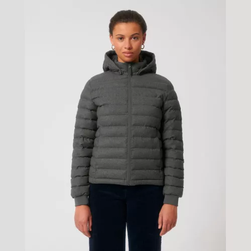 Stella Voyager gyapjúhatású női steppelt dzseki (M, Deep Metal Heather Grey)