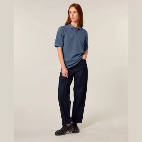 Prepster 2.0 uniszex póló (XS, Dark Heather Blue)