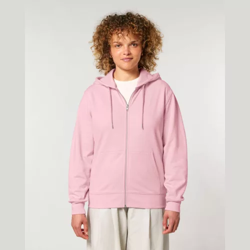 Cultivator 2.0 uniszex cipzáras kapucnis pulóver (L, Cotton Pink)