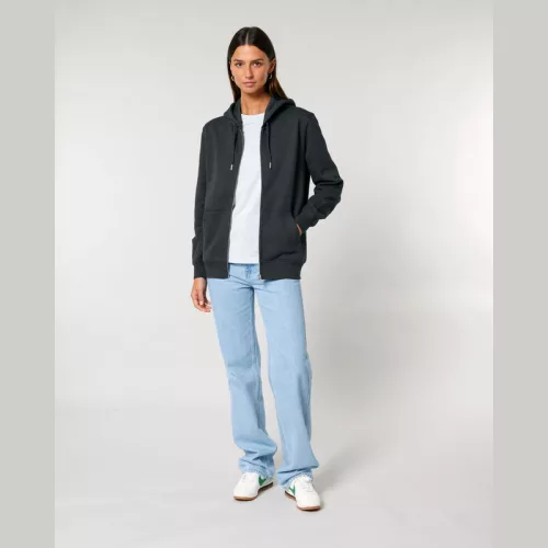 Cultivator 2.0 uniszex cipzáras kapucnis pulóver (XL, Dark Heather Grey)