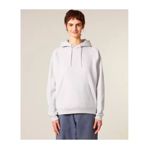 Striker uniszex, laza raglán ujjú kapucnis pulóver (L, Cool Heather Grey)