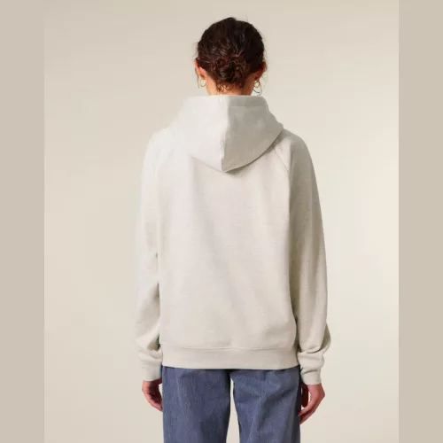 Striker uniszex, laza raglán ujjú kapucnis pulóver (L, Heather Haze)