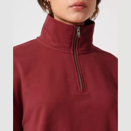 Miller Dry uniszex, negyed cipzáras pulóver (XL, Red Earth)