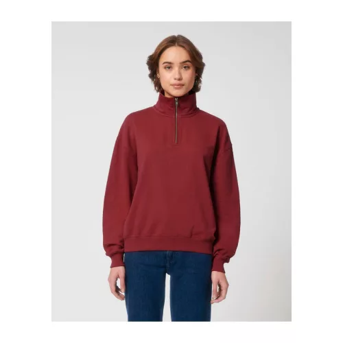 Miller Dry uniszex, negyed cipzáras pulóver (XL, Red Earth)