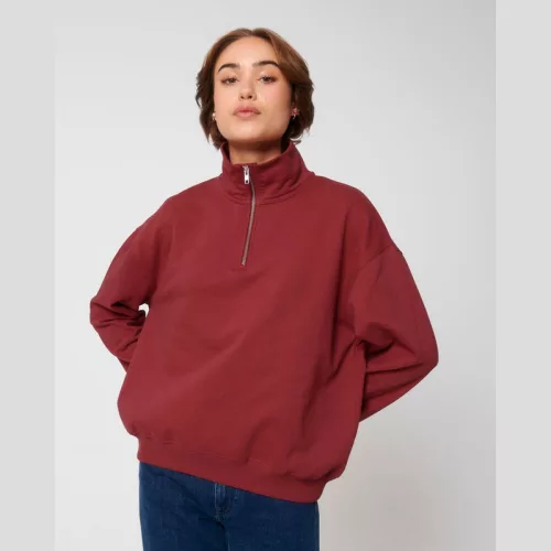 Miller Dry uniszex, negyed cipzáras pulóver (2XS, Red Earth)