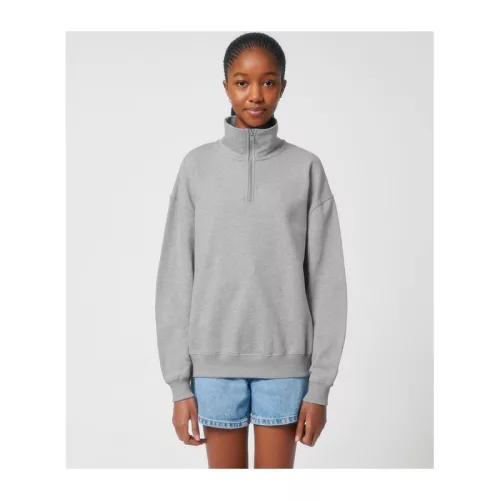 Miller Dry uniszex, negyed cipzáras pulóver (XL, Heather Grey)