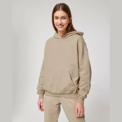 Cooper Dry uniszex bő szabású kapucnis pulóver (3XL, Desert Dust)