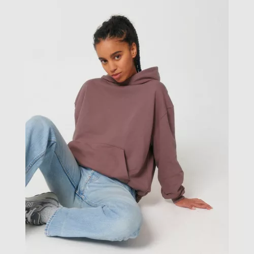 Cooper Dry uniszex bő szabású kapucnis pulóver (2XS, Kaffa Coffee)