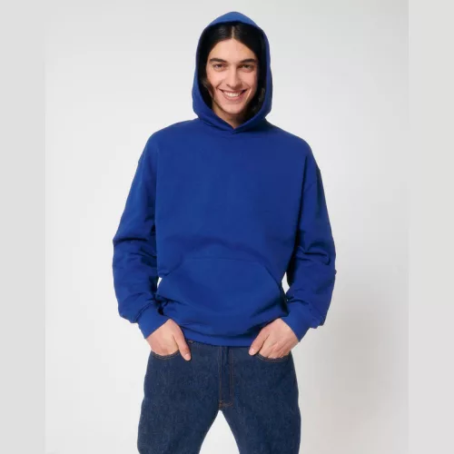 Cooper Dry uniszex bő szabású kapucnis pulóver (XL, Worker Blue)