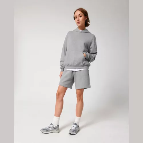 Cooper Dry uniszex bő szabású kapucnis pulóver (S, Heather Grey)