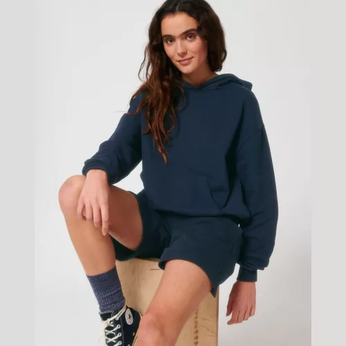 Cooper Dry uniszex bő szabású kapucnis pulóver (2XL, French Navy)