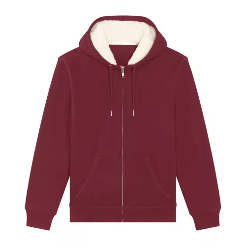 Hygger Sherpa uniszex cipzáros kapucnis pulóver (M, Burgundy)