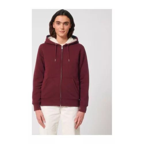 Hygger Sherpa uniszex cipzáros kapucnis pulóver (2XS, Burgundy)
