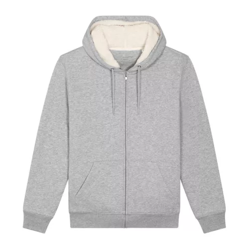 Hygger Sherpa uniszex cipzáros kapucnis pulóver (M, Heather Grey)