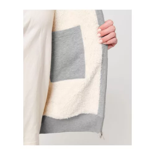 Hygger Sherpa uniszex cipzáros kapucnis pulóver (XL, Heather Grey)