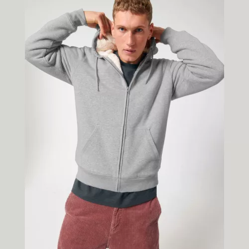 Hygger Sherpa uniszex cipzáros kapucnis pulóver (XS, Heather Grey)