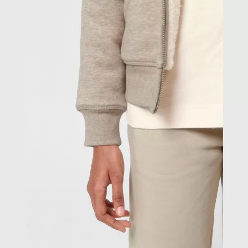 Hygger Sherpa uniszex cipzáros kapucnis pulóver (M, Heather Sand)