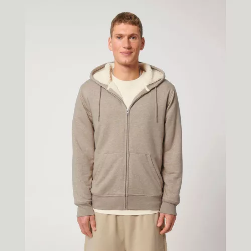 Hygger Sherpa uniszex cipzáros kapucnis pulóver (3XL, Heather Sand)