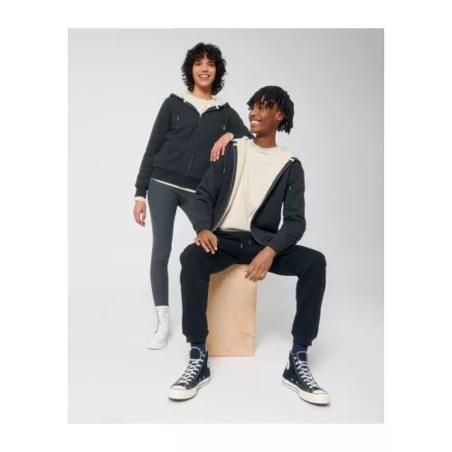 Hygger Sherpa uniszex cipzáros kapucnis pulóver (XL, Dark Heather Grey)