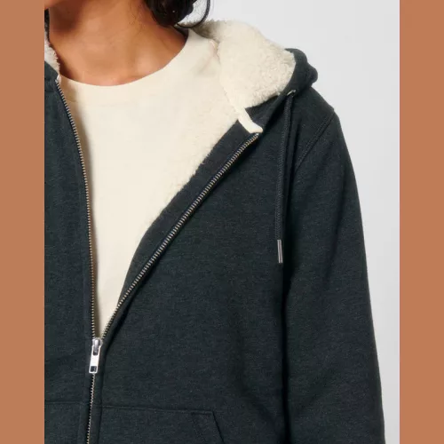 Hygger Sherpa uniszex cipzáros kapucnis pulóver (3XL, Dark Heather Grey)